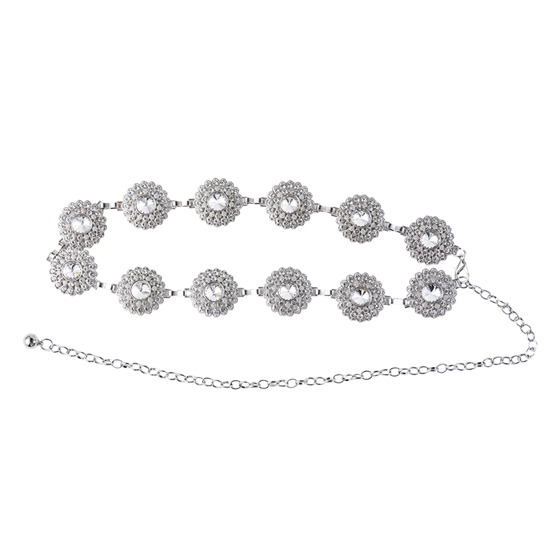 Luxuriöser Taillenkettengürtel mit Strass und Blumenmuster Luxuriöser Taillenkettengürtel mit Strass und Blumenmuster