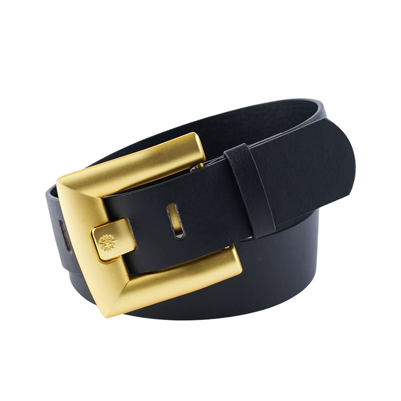 Dicker Gürtel aus schwarzem PU-Leder mit goldener Schnalle
