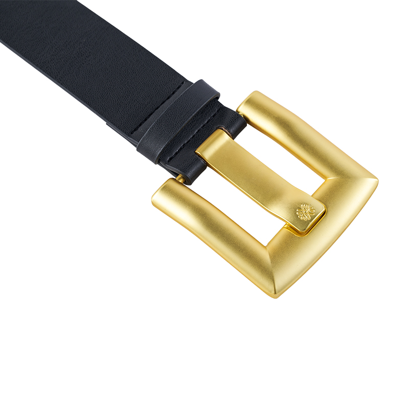 Dicker Gürtel aus schwarzem PU-Leder mit goldener Schnalle